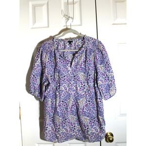 Talbots Purple Ditzy Floral V-Neck Popover Blouse sz 2X